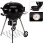 Gratar rotund cu capac, grill 54 cm, termostat, colector cenusa, roti, 68x57x99 cm