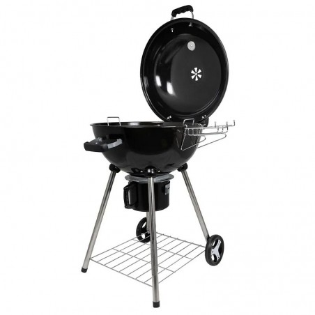 Gratar rotund cu capac, grill 54 cm, termostat, colector cenusa, roti, 68x57x99 cm