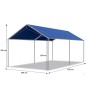 Carport auto 3x6 m, impermeabil, cadru din otel, copertina polietilena, rezistenta UV, albastru