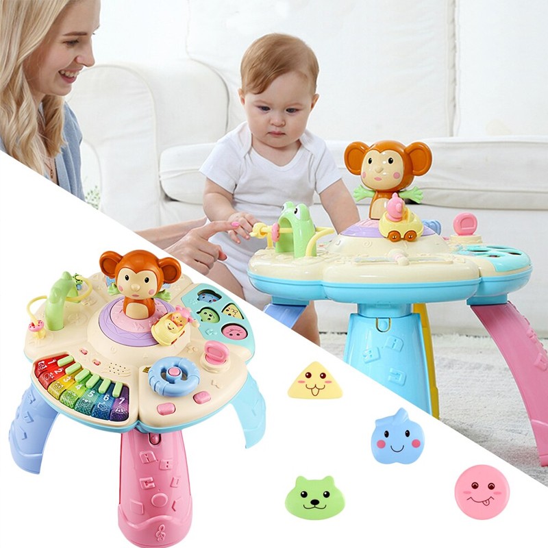 Centru de activitati bebelusi, interactiv, muzica, pian, volan, forme, 51x45x32 cm, resigilat