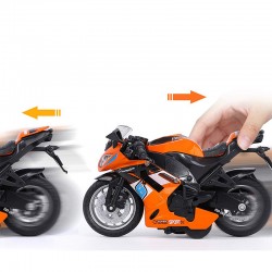Motocicleta miniatura, sunete si lumini LED, mecanism inertial, 14x7x5 cm