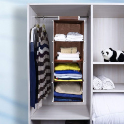 Organizator depozitare 80x30x30 cm, 4 rafturi, din panza, pliabil, maro