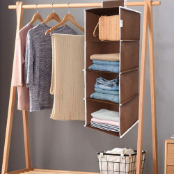 Organizator depozitare 80x30x30 cm, 4 rafturi, din panza, pliabil, maro