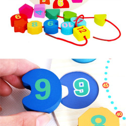 Ceas educativ din lemn, puzzle 12 forme geometrice, diametru 18 cm
