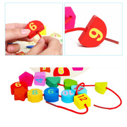 Ceas educativ din lemn, puzzle 12 forme geometrice, diametru 18 cm