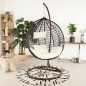 Fotoliu suspendat oval, perne incluse, cadru de otel, ratan sintetic, 68x107x195 cm