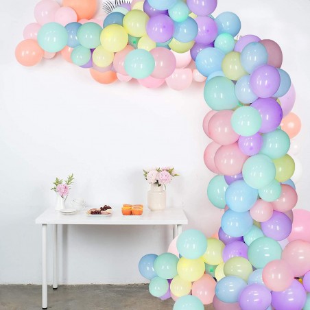Kit 53 baloane Rainbow, aranjament curcubeu, diametru 25 si 12 cm, latex