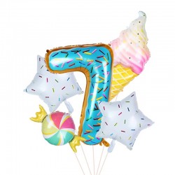Balon folie gigant cifra 7, inaltime 80 cm, aranjament party baloane gogoasa, inghetata