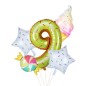 Balon folie gigant cifra 9, inaltime 80 cm, decor candy party, aranjament 5 baloane