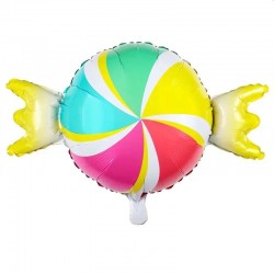 Balon gigant cifra 2, folie aluminiu inaltime 80 cm, decor candy 5 piese, gogoasa, inghetata, colorate