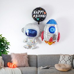 Aranjament baloane Space Travelling, ghirlanda La multi ani, 45 piese latex si folie