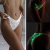 Lenjerie intima luminescenta, chilot brazilian fosforescent, dantela, marime 38, alb