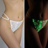 Lenjerie intima tanga Tequila, dantela alba fosforescenta cu strasuri, marime 38