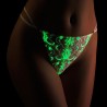 Lenjerie intima tanga Tequila, dantela alba fosforescenta cu strasuri, marime 38
