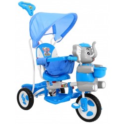 Tricicleta pentru copii 2 in 1, cos, efecte sonore, transformare balansoar, albastru