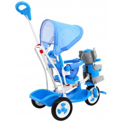 Tricicleta pentru copii 2 in 1, cos, efecte sonore, transformare balansoar, albastru