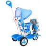 Tricicleta pentru copii 2 in 1, cos, efecte sonore, transformare balansoar, albastru