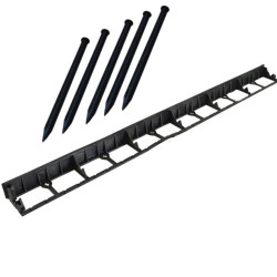 Separator gazon inaltime 4.5 cm, lungime 100 cm, 6 gauri prindere, negru