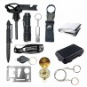 Kit supravietuire multifunctional, 12 accesorii, lanterna, patura termica, busola, cutie depozitare