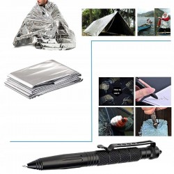 Kit supravietuire multifunctional, 12 accesorii, lanterna, patura termica, busola, cutie depozitare