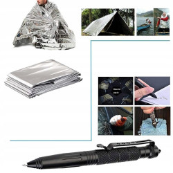 Kit supravietuire multifunctional, 12 accesorii, lanterna, patura termica, busola, cutie depozitare
