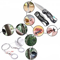 Kit supravietuire multifunctional, 12 accesorii, lanterna, patura termica, busola, cutie depozitare
