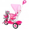Tricicleta copii 2 in 1, balansoar cu efecte sonore, protectie soare, suport picioare, Happy Elephan roz