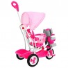 Tricicleta copii 2 in 1, balansoar cu efecte sonore, protectie soare, suport picioare, Happy Elephan roz