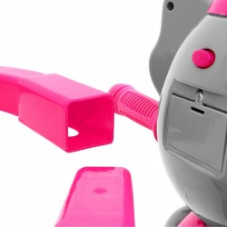 Tricicleta copii 2 in 1, balansoar cu efecte sonore, protectie soare, suport picioare, Happy Elephan roz