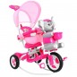 Tricicleta copii 2 in 1, balansoar cu efecte sonore, protectie soare, suport picioare, Happy Elephan roz