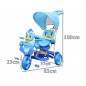 Tricicleta copii 2 in 1, functie balansoar, efecte sonore, cos, protectie soare, albastru