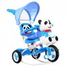 Tricicleta copii 2 in 1, balansoar cu melodii, parasolar, roti spuma EVA, Panda albastru