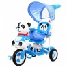 Tricicleta copii 2 in 1, balansoar cu melodii, parasolar, roti spuma EVA, Panda albastru