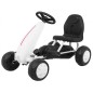 Kart cu pedale, 4 roti cu insertie cauciucata, volan, transmisie lant, alb