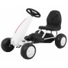Kart cu pedale, 4 roti cu insertie cauciucata, volan, transmisie lant, alb