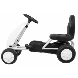 Kart cu pedale, 4 roti cu insertie cauciucata, volan, transmisie lant, alb