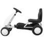 Kart cu pedale, 4 roti cu insertie cauciucata, volan, transmisie lant, alb