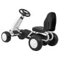 Kart cu pedale, 4 roti cu insertie cauciucata, volan, transmisie lant, alb