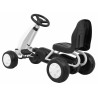 Kart cu pedale, 4 roti cu insertie cauciucata, volan, transmisie lant, alb