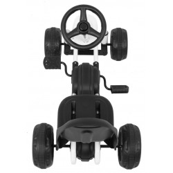 Kart cu pedale, 4 roti cu insertie cauciucata, volan, transmisie lant, alb