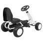 Kart cu pedale, 4 roti cu insertie cauciucata, volan, transmisie lant, alb