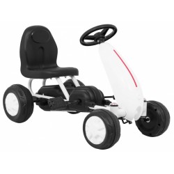 Kart cu pedale, 4 roti cu insertie cauciucata, volan, transmisie lant, alb