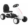 Kart cu pedale, 4 roti cu insertie cauciucata, volan, transmisie lant, alb