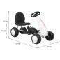 Kart cu pedale, 4 roti cu insertie cauciucata, volan, transmisie lant, alb