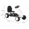 Kart cu pedale, 4 roti cu insertie cauciucata, volan, transmisie lant, alb