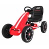 Kart cu pedale, 4 roti spuma EVA, volan, transmisie lant, frana de mana, cutie viteze, rosu