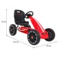 Kart cu pedale, 4 roti spuma EVA, volan, transmisie lant, frana de mana, cutie viteze, rosu