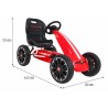 Kart cu pedale, 4 roti spuma EVA, volan, transmisie lant, frana de mana, cutie viteze, rosu
