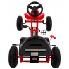 Kart cu pedale, 4 roti, scaun reglabil, volan, frana de mana, cutie viteze, rosu