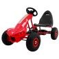 Kart cu pedale, 4 roti, scaun reglabil, volan, frana de mana, cutie viteze, rosu Kart cu pedale, 4 roti, scaun reglabil, volan, frana de mana, cutie viteze, rosu